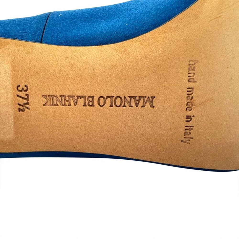 Manolo Blahnik Hangisi Embellished Pumps in Blue Satin - Picture 9 of 12